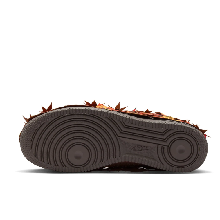 Nike Air Force 1 Low Sneakers - Autumn Leaf Overlays with Dark Brown Sole