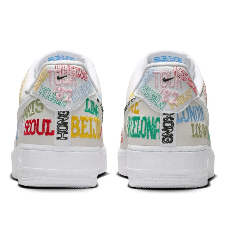 Nike Air Force 1 Low Sneakers - White with Multicolor City Lettering