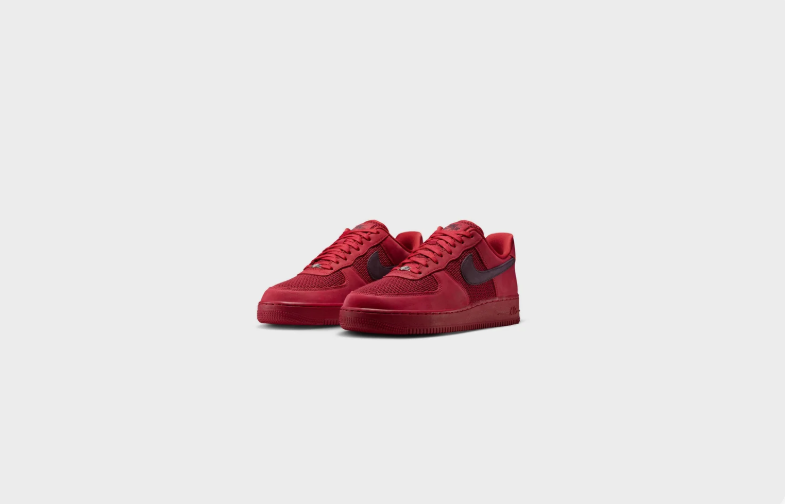 Nike Air Force 1 Low Sneakers - Red with Black Swoosh