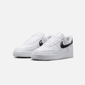 Nike Air Force 1 Low Sneakers - White with Glossy Black Swoosh