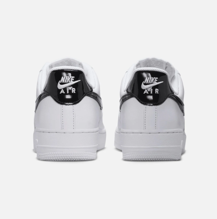 Nike Air Force 1 Low Sneakers - White with Glossy Black Swoosh
