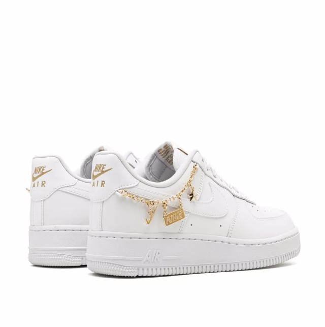 Nike Air Force 1 Low Sneakers - White with Gold-Tone Chain Charms