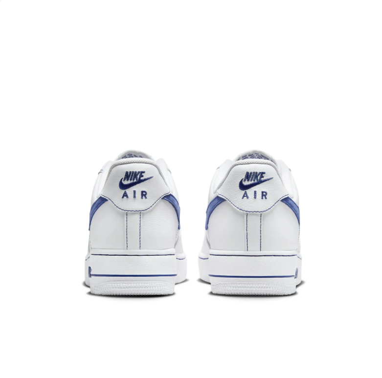 Nike Air Force 1 Low Sneakers - White & Blue with Contrast Stitching