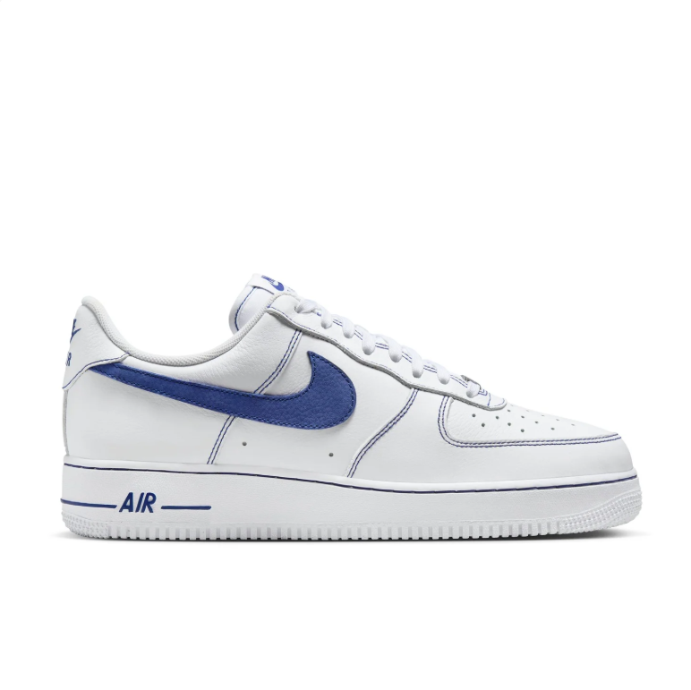 Nike Air Force 1 Low Sneakers - White & Blue with Contrast Stitching