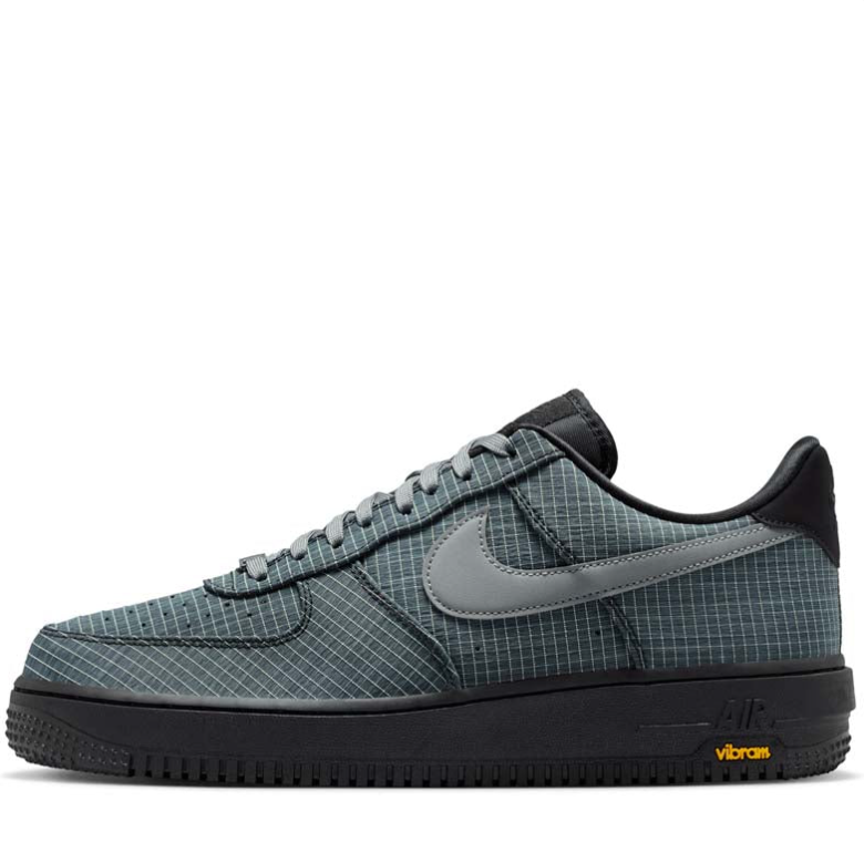 Nike Air Force 1 Low Sneakers - Grey Grid Pattern with Black Sole