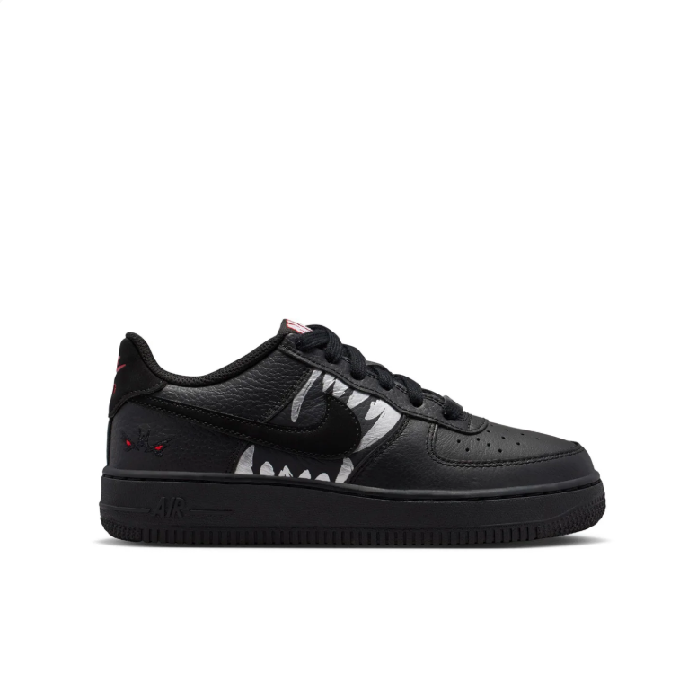 Nike Air Force 1 Low Sneakers - Black with White Fang Graphics