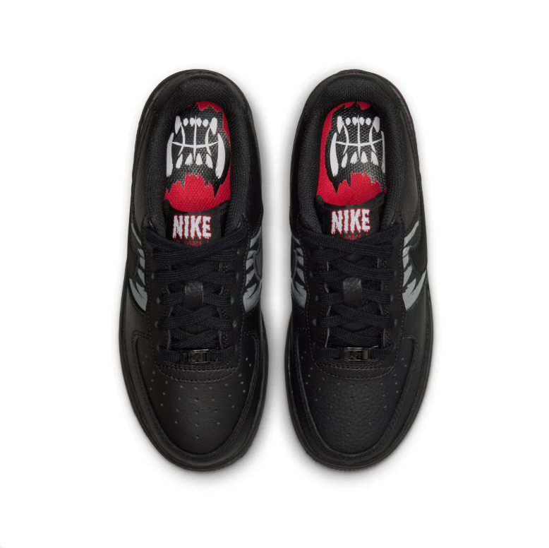Nike Air Force 1 Low Sneakers - Black with White Fang Graphics