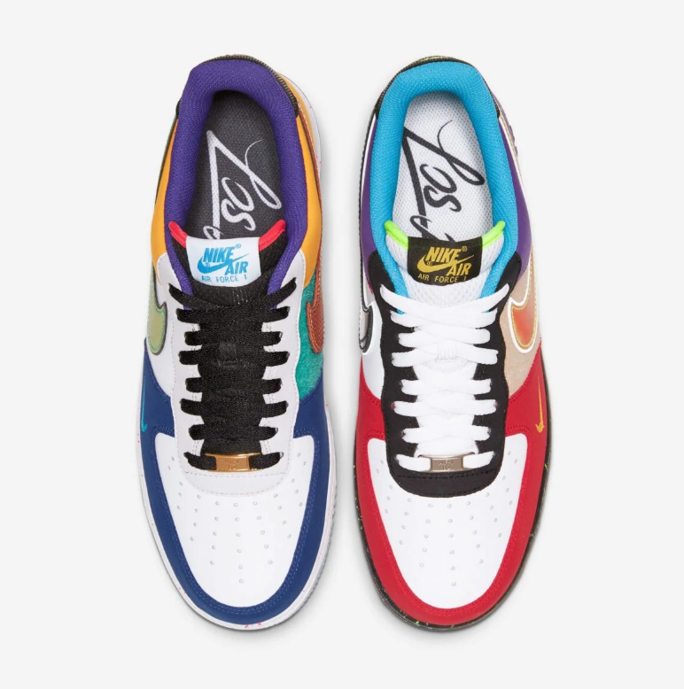 Nike Air Force 1 Low Sneakers - Multicolor Colorblock with Los Angeles Script