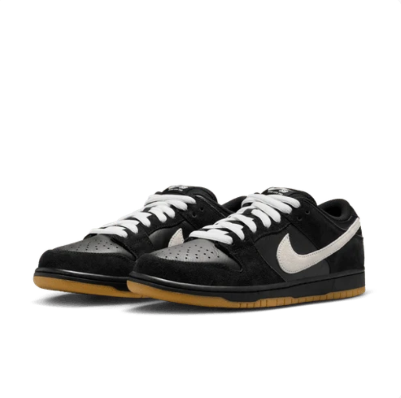 Nike SB Dunk Low Sneakers - Black & White with Gum Outsole