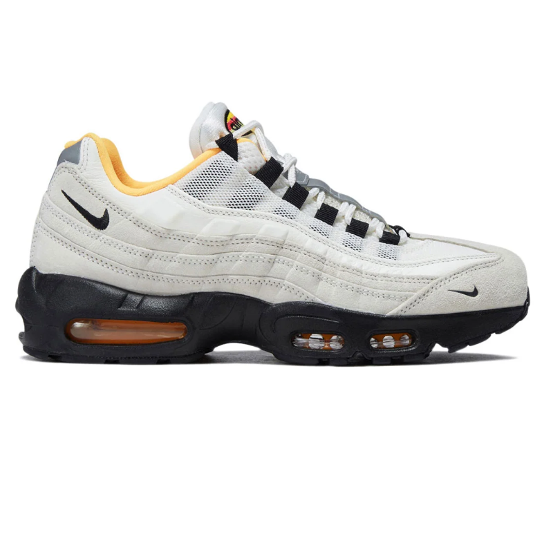 Nike Air Max 95 Sneakers - White & Black with Yellow Accents