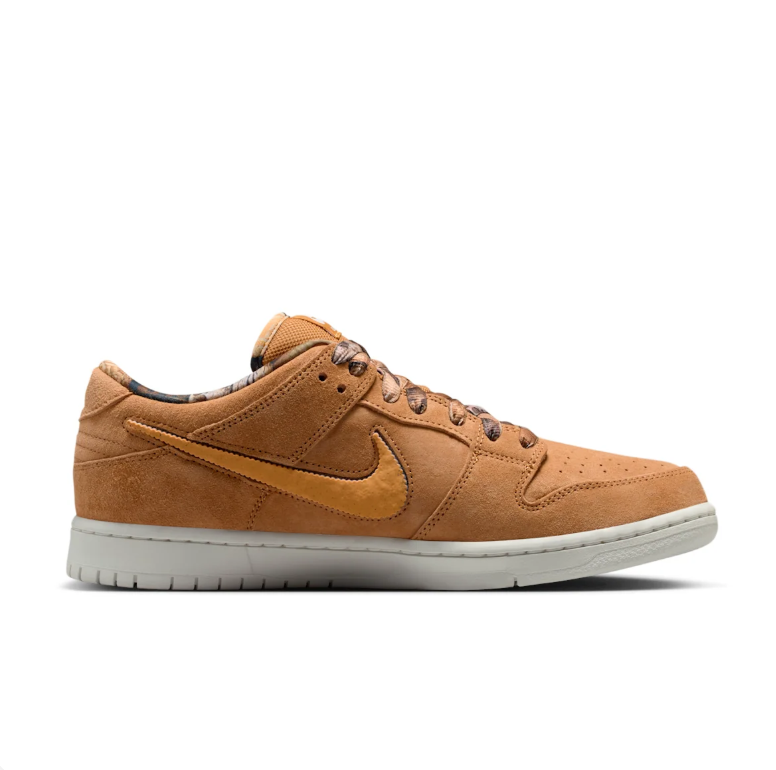 Nike SB Dunk Low Sneakers - Wheat Tan with Patterned Laces