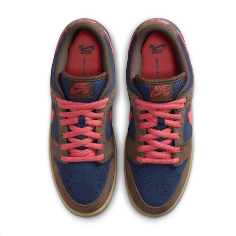 Nike SB Dunk Low Sneakers - Brown & Navy with Pink Accents