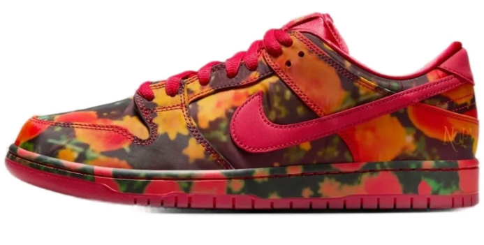 Nike SB Dunk Low Sneakers - Multicolor Print with Red Accents