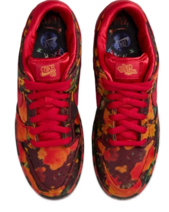 Nike SB Dunk Low Sneakers - Multicolor Print with Red Accents