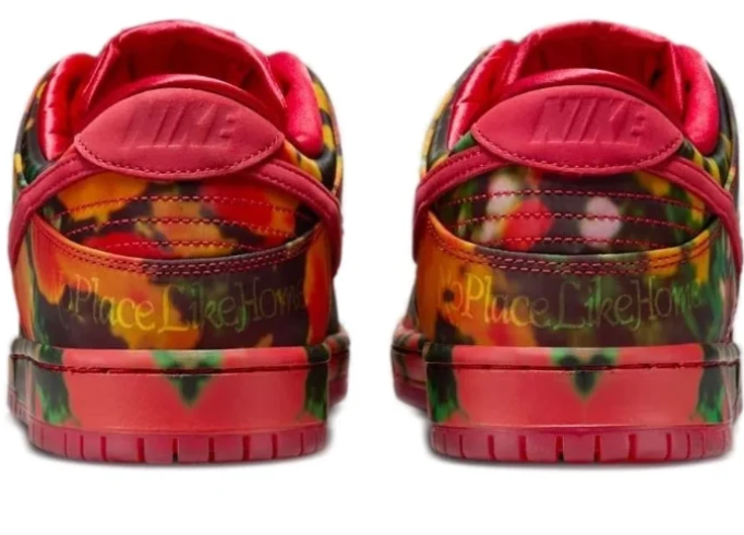 Nike SB Dunk Low Sneakers - Multicolor Print with Red Accents