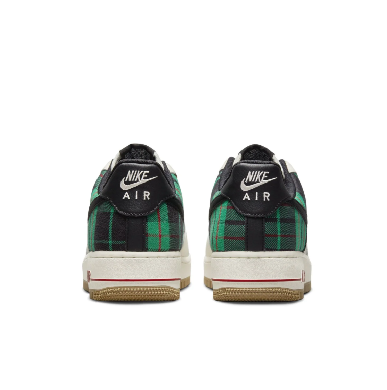 Nike Air Force 1 Low Sneakers - Cream with Green Plaid Details