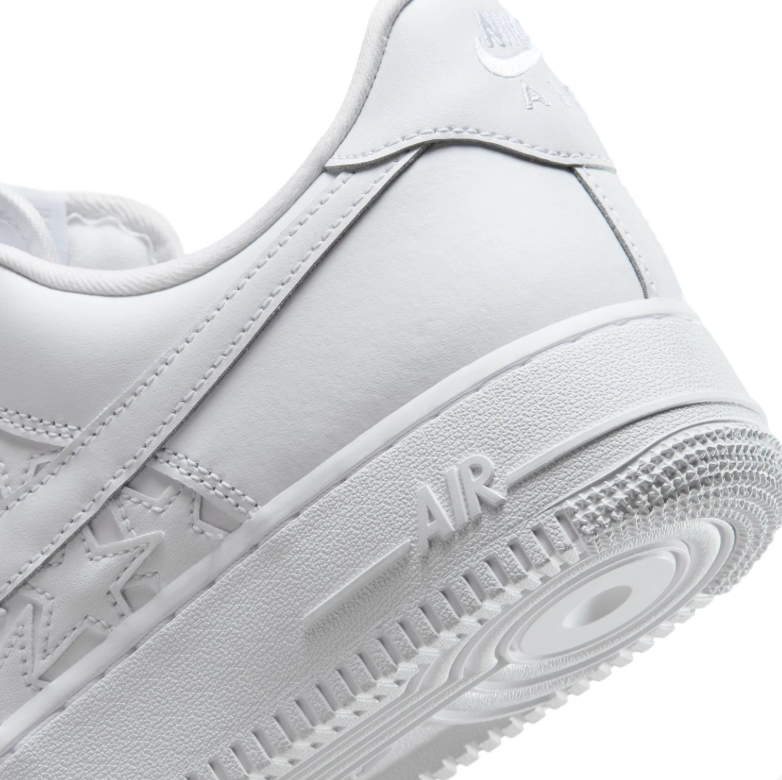 Nike Air Force 1 Low Sneakers - All White with Star Cutout Details
