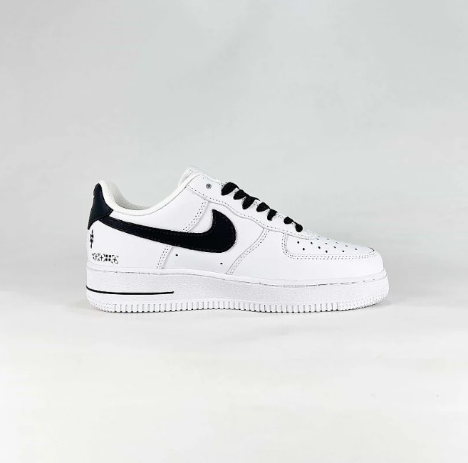Nike Air Force 1 Low Sneakers - White & Black with Graphic Details