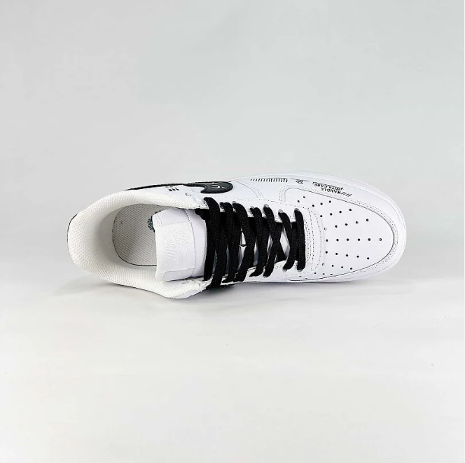 Nike Air Force 1 Low Sneakers - White & Black with Graphic Details